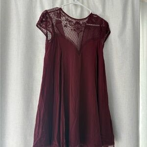 Kimchi Blue Floral Lace Dress in Wine